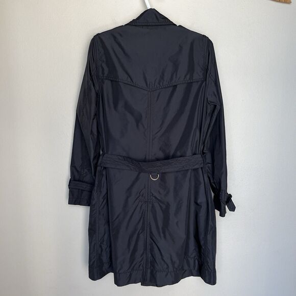 Banana Republic | Women’s Black Long Double Breasted Trench Rain Coat Belted Med - Picture 6 of 8
